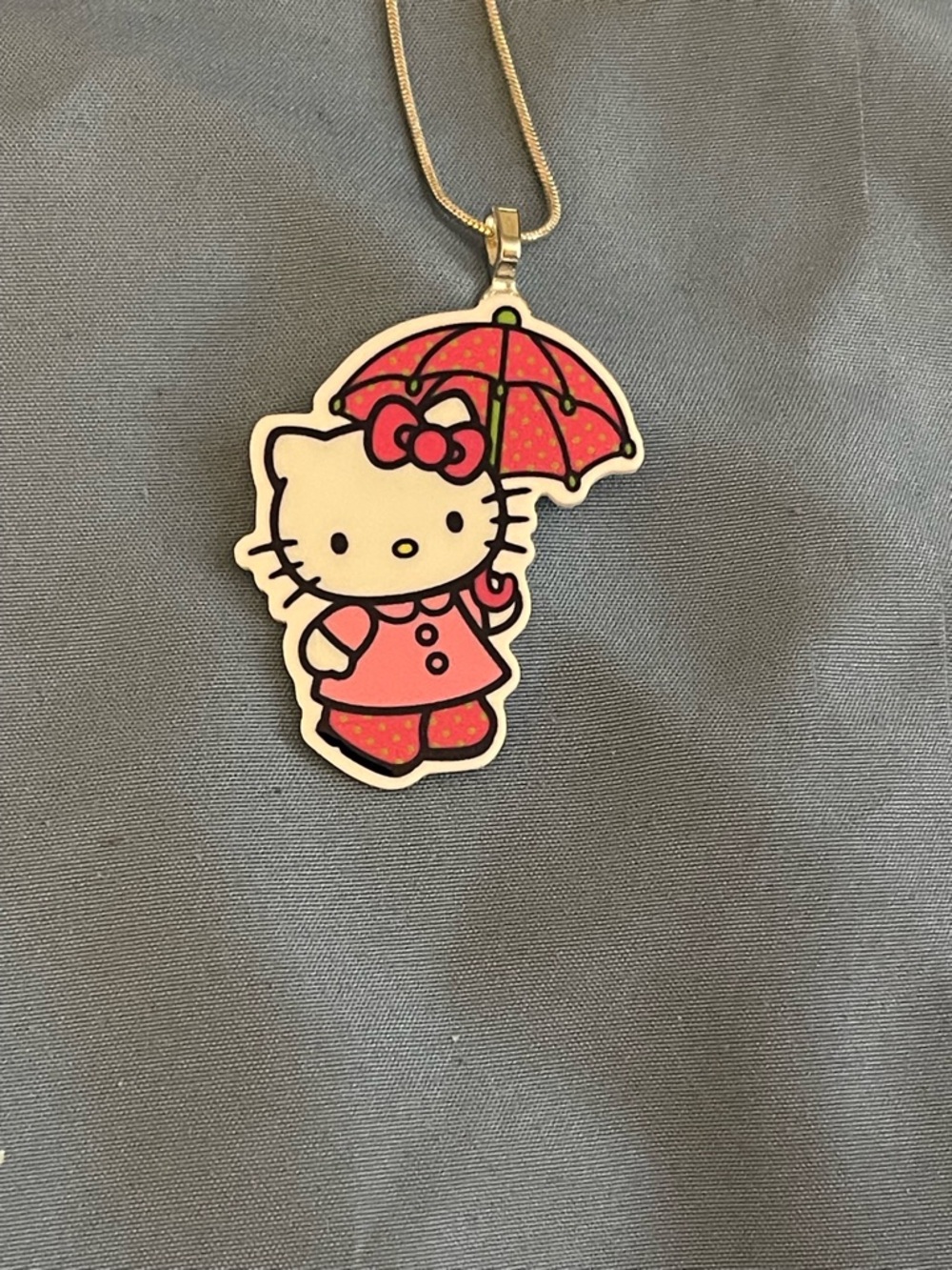 Hello Kitty Pink Umbrella Pendant Necklace